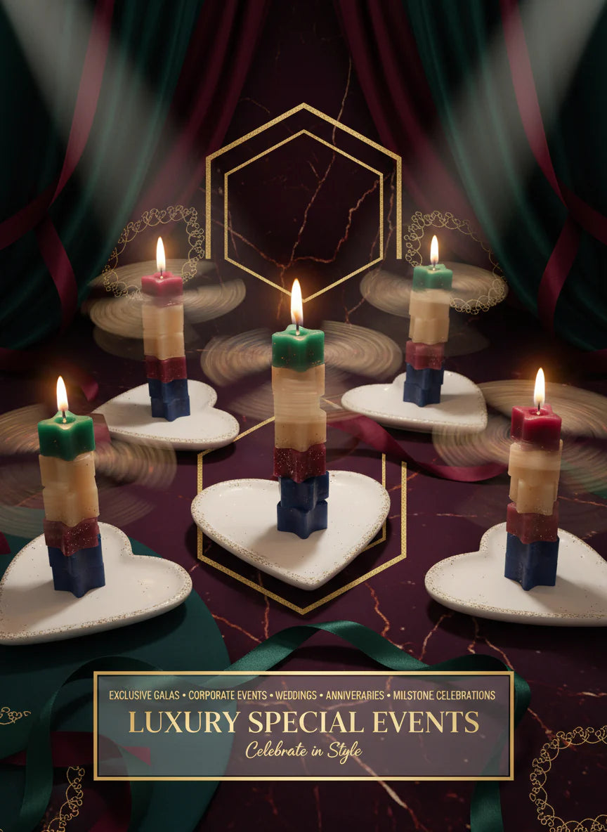 Luxury events Decorative candles on white holders 